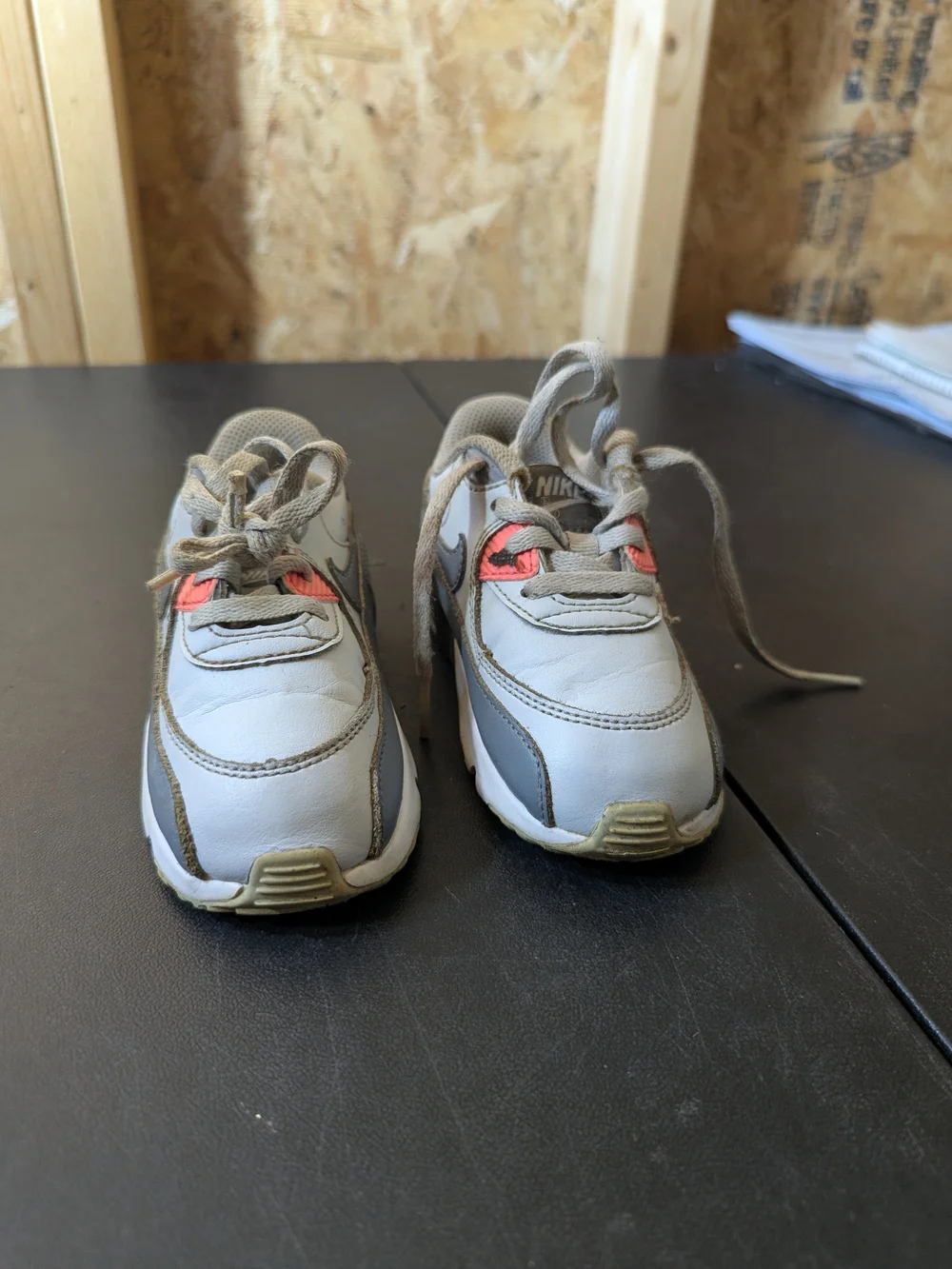 Nike Kids White and Gray Athletic Shoes with Pink Accents
